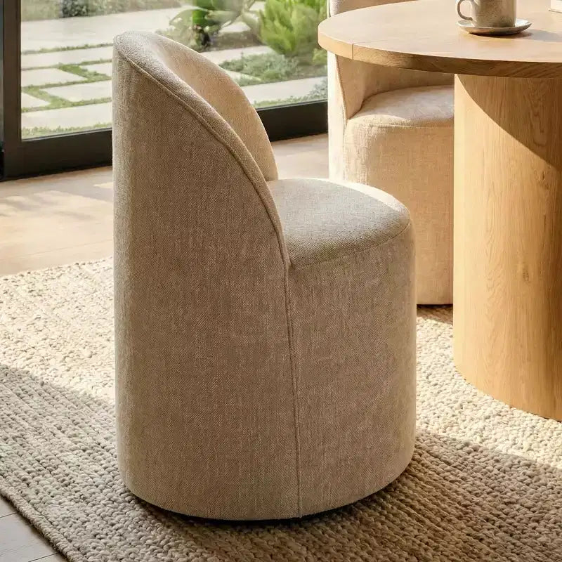 Set tavolo da pranzo per 6, tavolo ovale da 79" e sedie a botte senza braccioli in tessuto ciniglia con ruote, perfette per le cucine