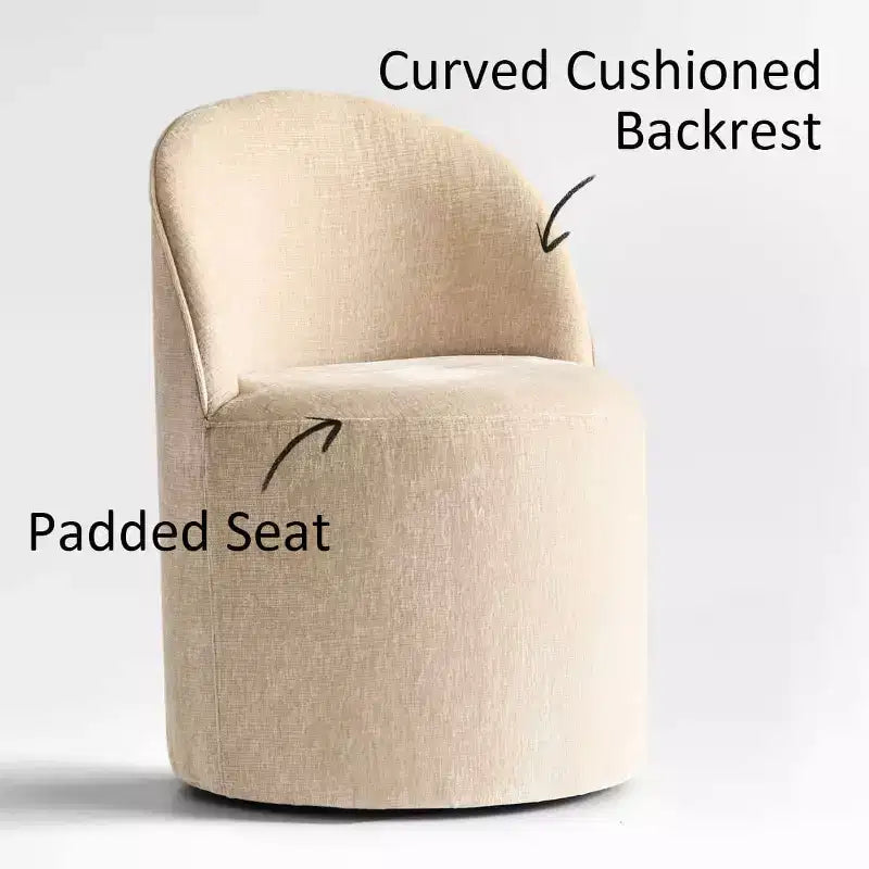 Set tavolo da pranzo per 6, tavolo ovale da 79" e sedie a botte senza braccioli in tessuto ciniglia con ruote, perfette per le cucine