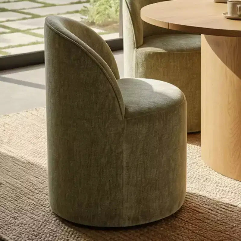 Set tavolo da pranzo per 6, tavolo ovale da 79" e sedie a botte senza braccioli in tessuto ciniglia con ruote, perfette per le cucine