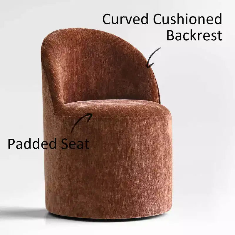 Set tavolo da pranzo per 6, tavolo ovale da 79" e sedie a botte senza braccioli in tessuto ciniglia con ruote, perfette per le cucine
