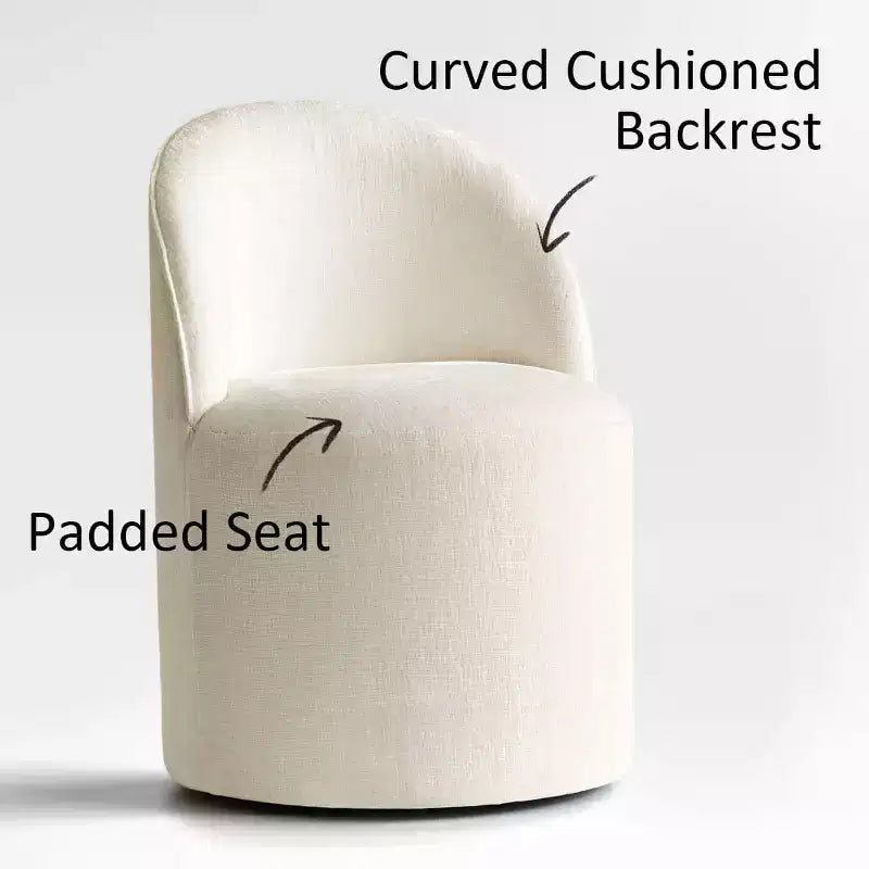 Set tavolo da pranzo per 6, tavolo ovale da 79" e sedie a botte senza braccioli in tessuto ciniglia con ruote, perfette per le cucine