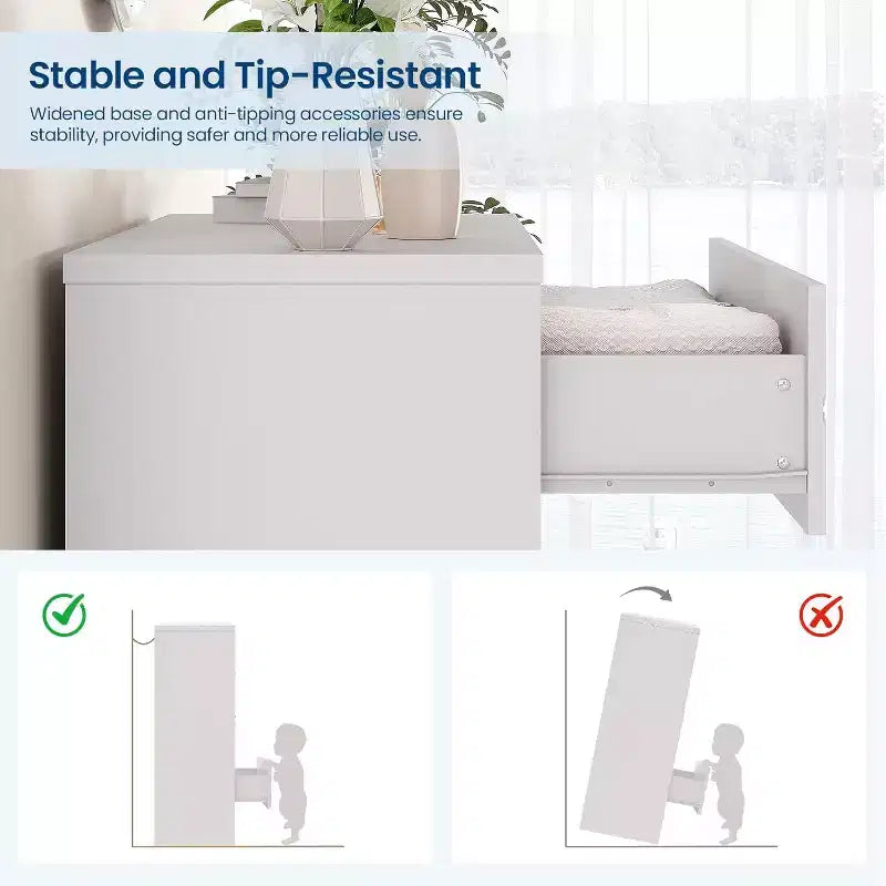 Comò in Legno a 4 Cassetti per Camera da Letto, Cassettiera in Legno con Maniglie Dorate, Comodino Moderno per Camera da Letto, Armadietto Contenitore in Legno