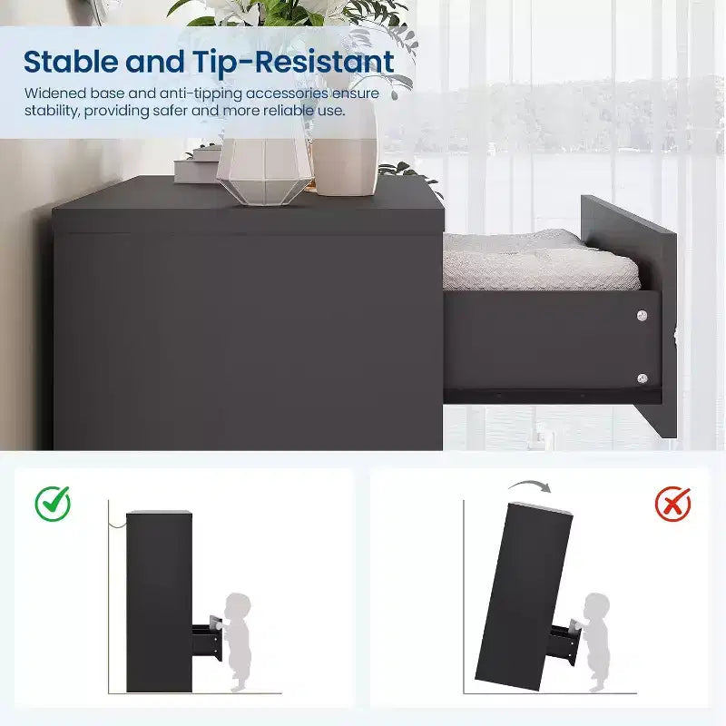 Comò in Legno a 4 Cassetti per Camera da Letto, Cassettiera in Legno con Maniglie Dorate, Comodino Moderno per Camera da Letto, Armadietto Contenitore in Legno