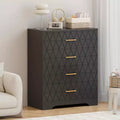 4 Drawer Wooden Dressers for Bedroom, Wood Chest of Drawers with Gold Handles, Modern Nightstand for Bedside, Wooden Storage Organizer Cabinet