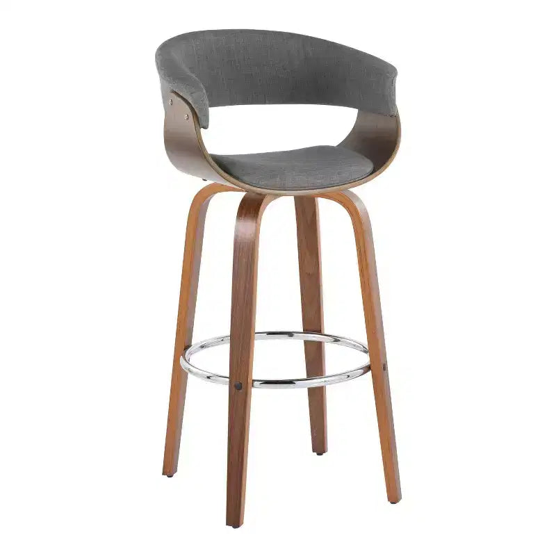 Set di 2 sgabelli da bar vintage moderni Noce/Cromo/Grigio chiaro