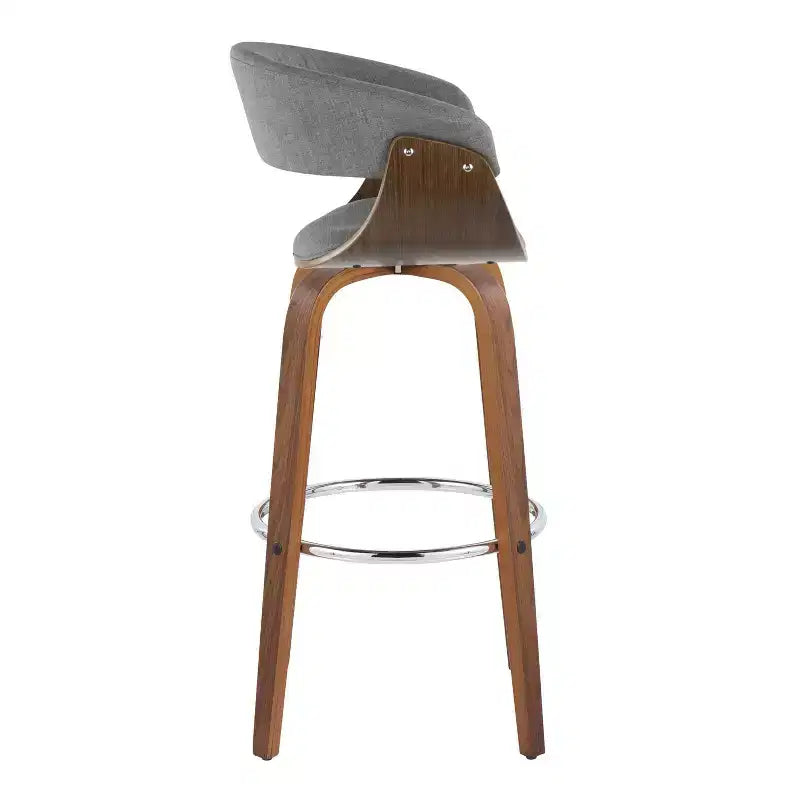 Set di 2 sgabelli da bar vintage moderni Noce/Cromo/Grigio chiaro