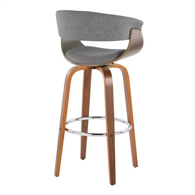 Set di 2 sgabelli da bar vintage moderni Noce/Cromo/Grigio chiaro