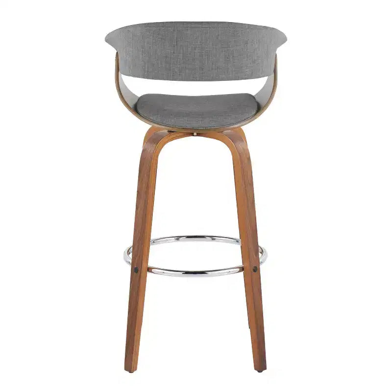 Set di 2 sgabelli da bar vintage moderni Noce/Cromo/Grigio chiaro