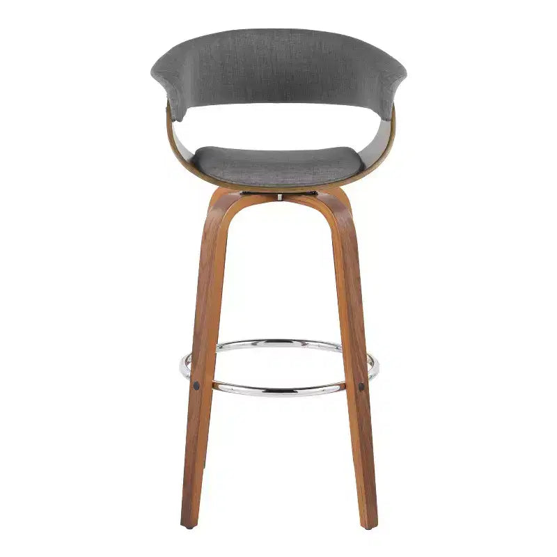 Set di 2 sgabelli da bar vintage moderni Noce/Cromo/Grigio chiaro