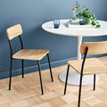 Set di 2 sedie da pranzo in legno con base in metallo naturale