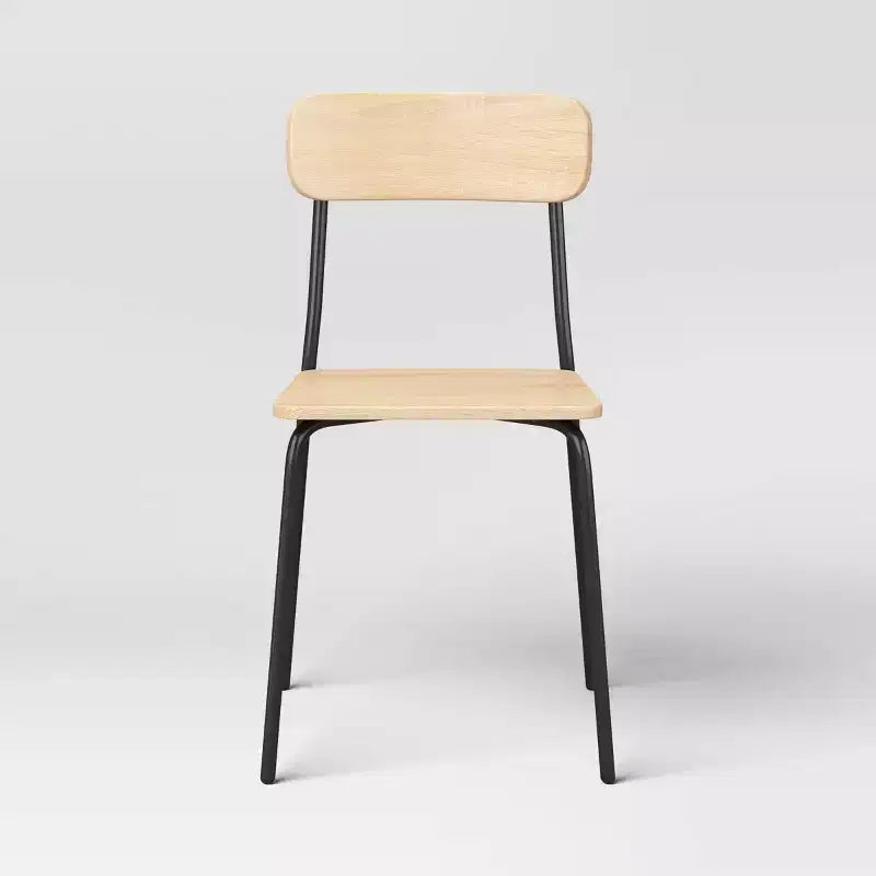 Set di 2 sedie da pranzo in legno con base in metallo naturale