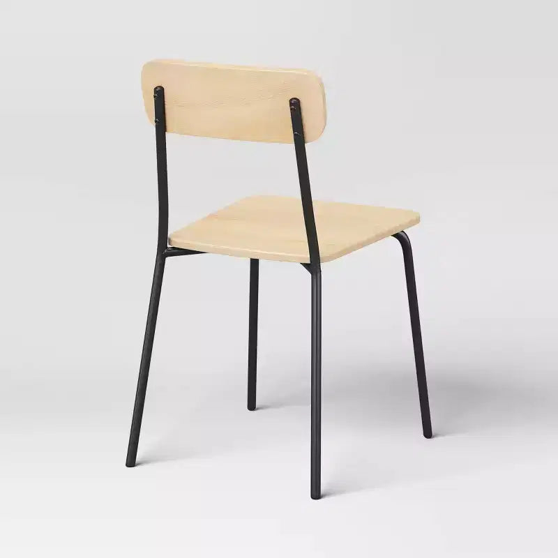 Set di 2 sedie da pranzo in legno con base in metallo naturale