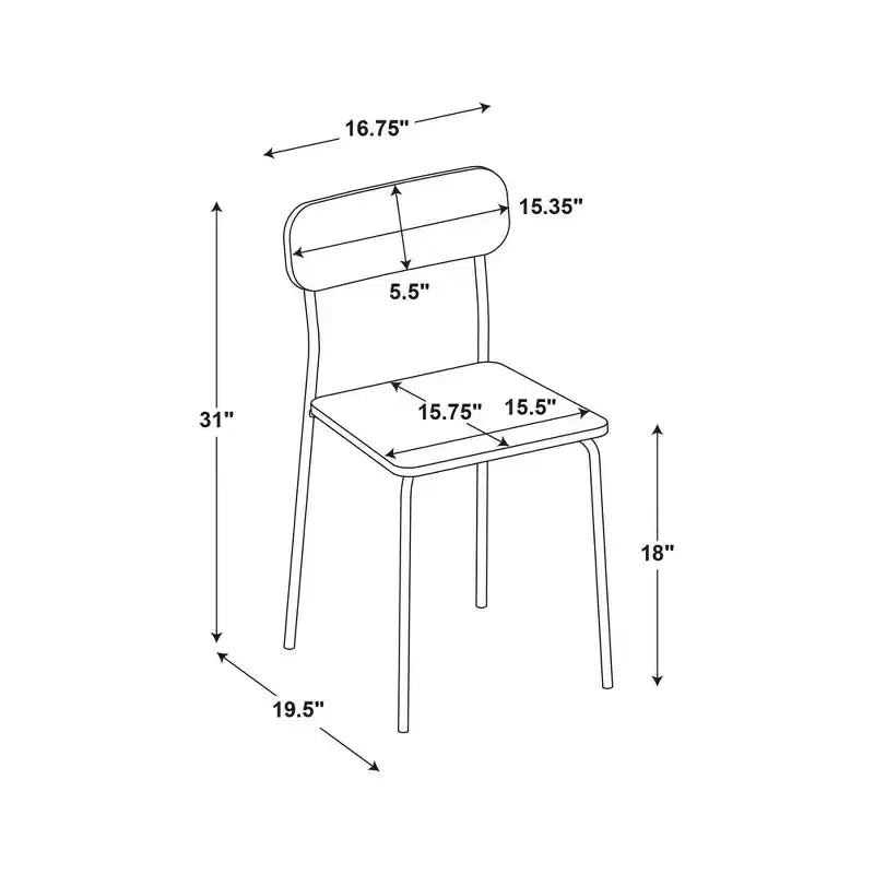 Set di 2 sedie da pranzo in legno con base in metallo naturale