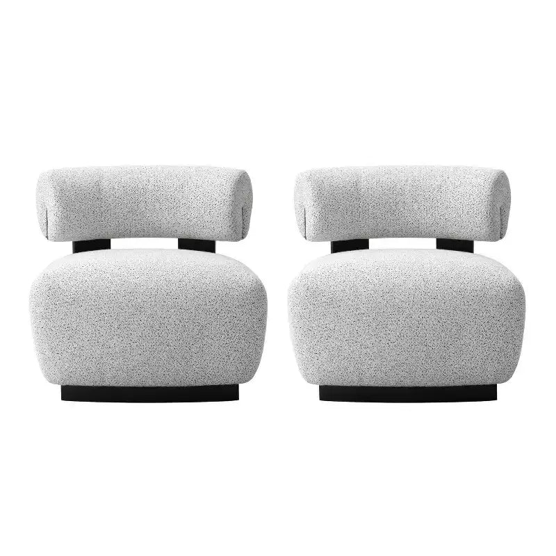 Set di 2 sedie accentate rivestite in tessuto intrecciato moderno Bartow Avorio/Nero