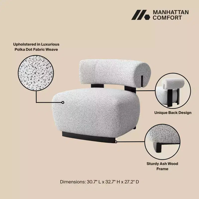 Set di 2 sedie accentate rivestite in tessuto intrecciato moderno Bartow Avorio/Nero