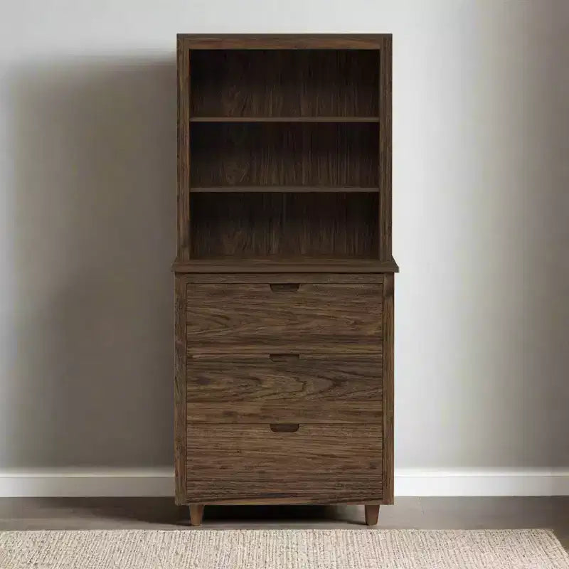 Madia-credenza indipendente Ellery con ripiani aperti, noce