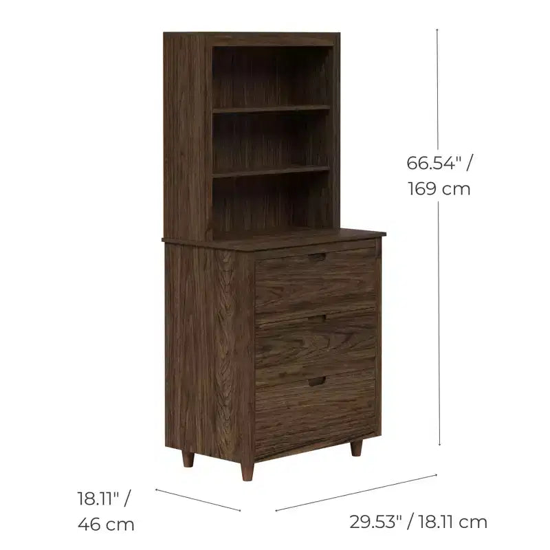 Madia-credenza indipendente Ellery con ripiani aperti, noce