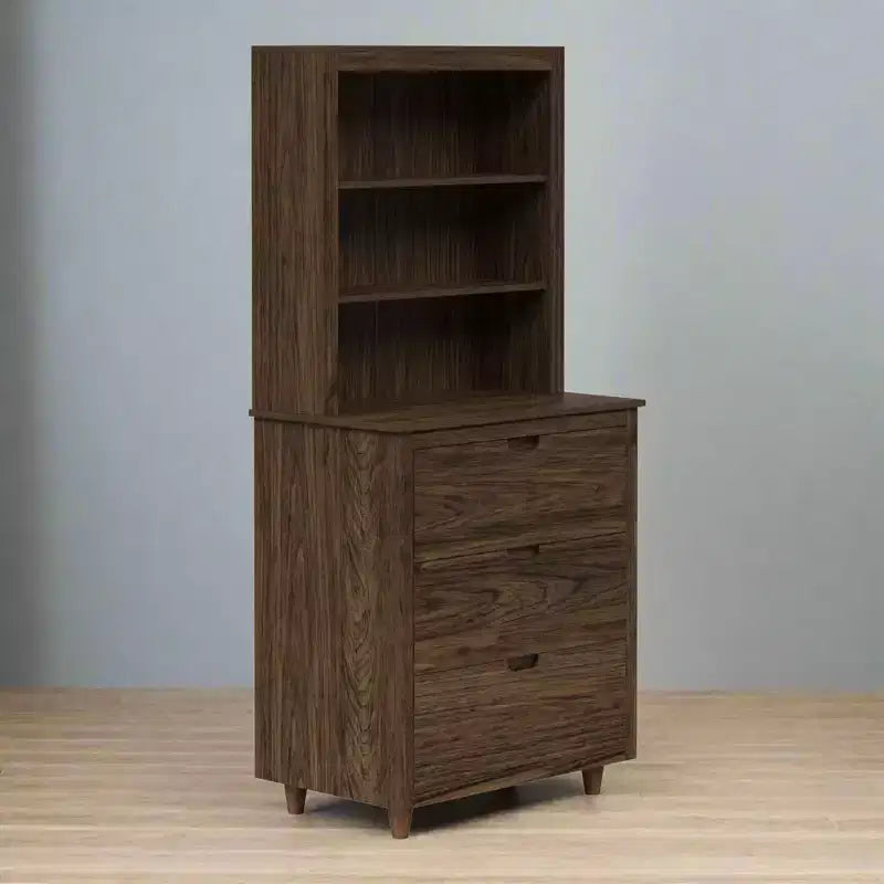 Madia-credenza indipendente Ellery con ripiani aperti, noce