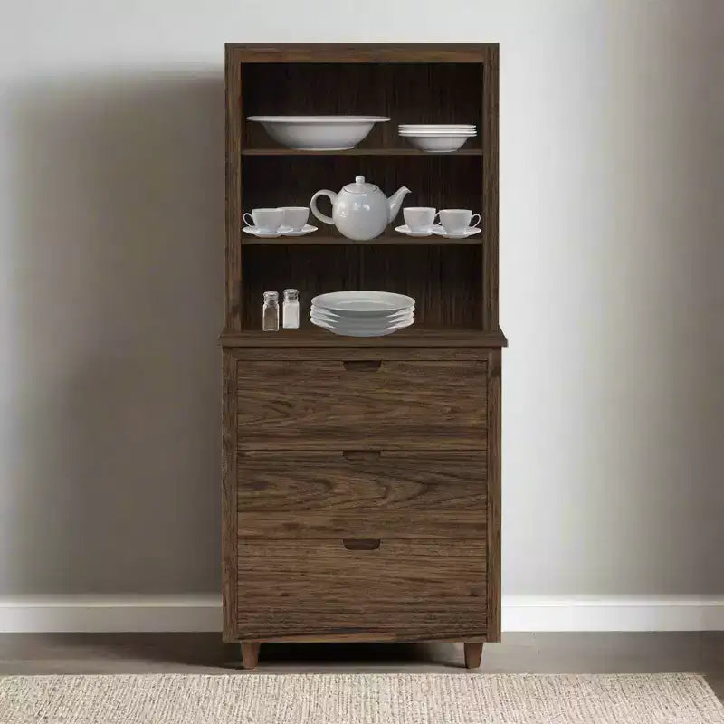 Madia-credenza indipendente Ellery con ripiani aperti, noce
