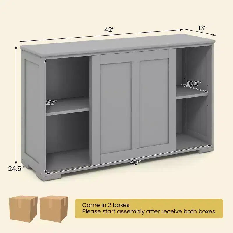 Credenza impilabile per buffet set da 2 con ante scorrevoli e ripiano regolabile Marrone/Nero/Grigio/Bianco Antico
