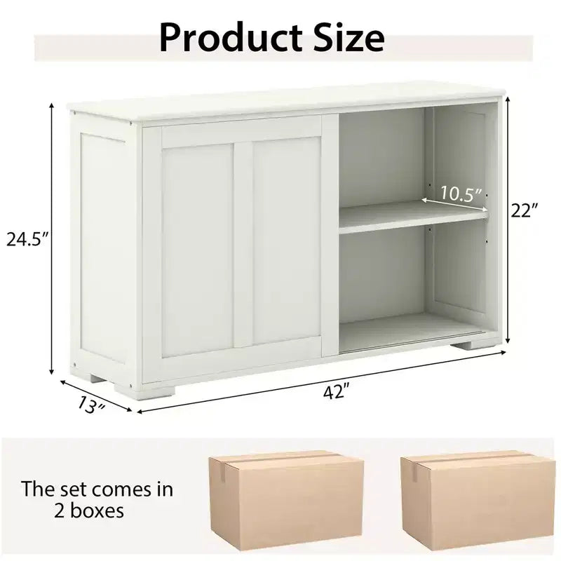 Credenza impilabile per buffet set da 2 con ante scorrevoli e ripiano regolabile Marrone/Nero/Grigio/Bianco Antico