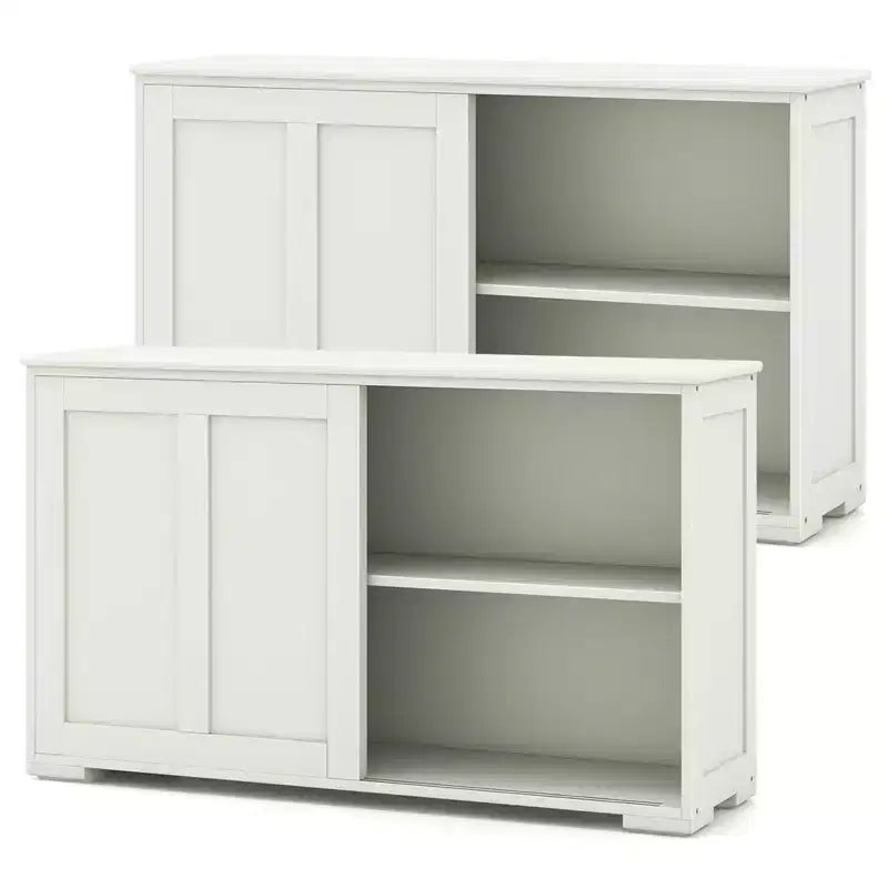 Credenza impilabile per buffet set da 2 con ante scorrevoli e ripiano regolabile Marrone/Nero/Grigio/Bianco Antico