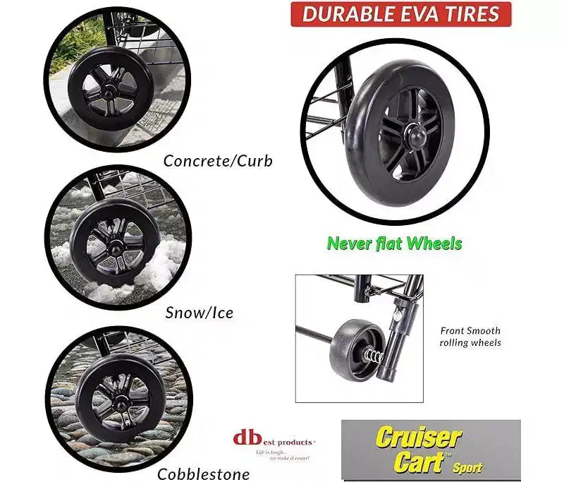 Carrello da crociera leggero pieghevole per sport, spesa, bucato, cestino con ruote