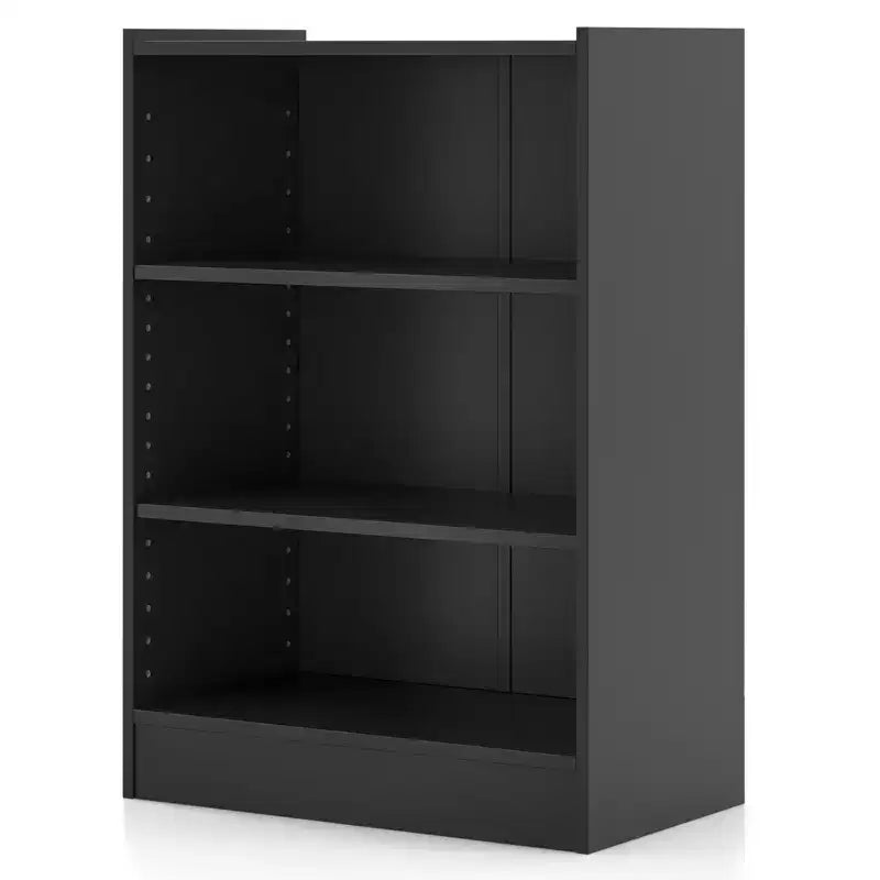 2 Librerie a 3 Ripiani, Espositore Aperto Multiuso con Ripiani Regolabili Bianco/Nero/Marrone