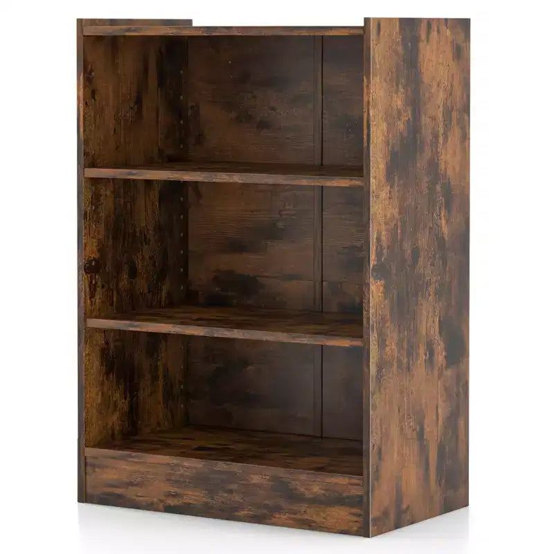 2 Librerie a 3 Ripiani, Espositore Aperto Multiuso con Ripiani Regolabili Bianco/Nero/Marrone