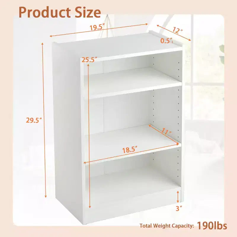 2 Librerie a 3 Ripiani, Espositore Aperto Multiuso con Ripiani Regolabili Bianco/Nero/Marrone