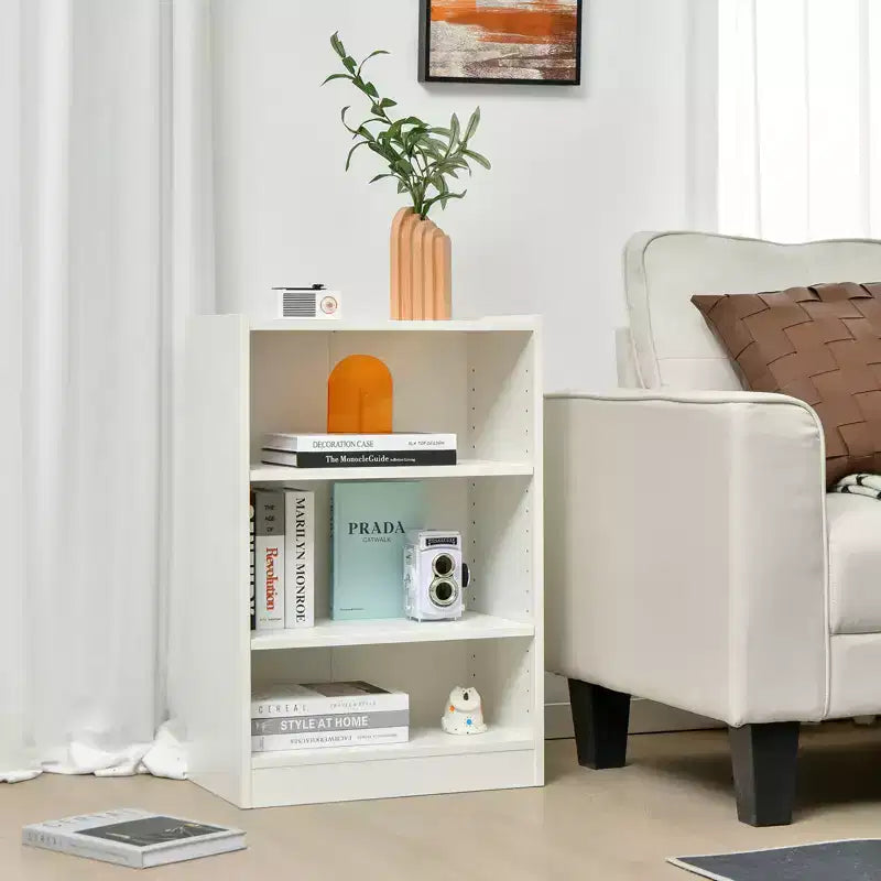 2 Librerie a 3 Ripiani, Espositore Aperto Multiuso con Ripiani Regolabili Bianco/Nero/Marrone