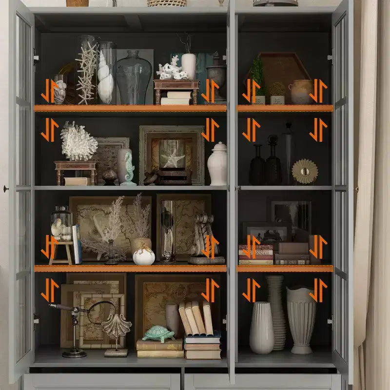 47,2W Organizzatore Vetrina con Ante in Vetro Dispensa Organizer Grigio