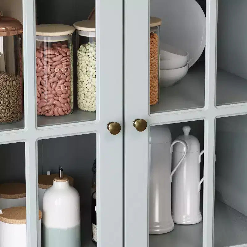 47,2W Organizzatore Vetrina con Ante in Vetro Dispensa Organizer Grigio