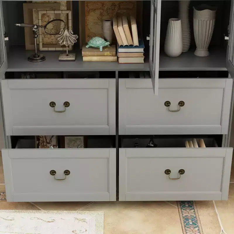 47,2W Organizzatore Vetrina con Ante in Vetro Dispensa Organizer Grigio