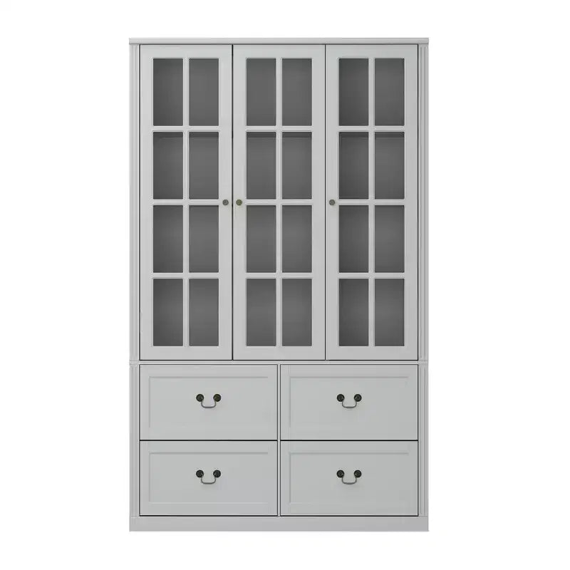 47,2W Organizzatore Vetrina con Ante in Vetro Dispensa Organizer Grigio