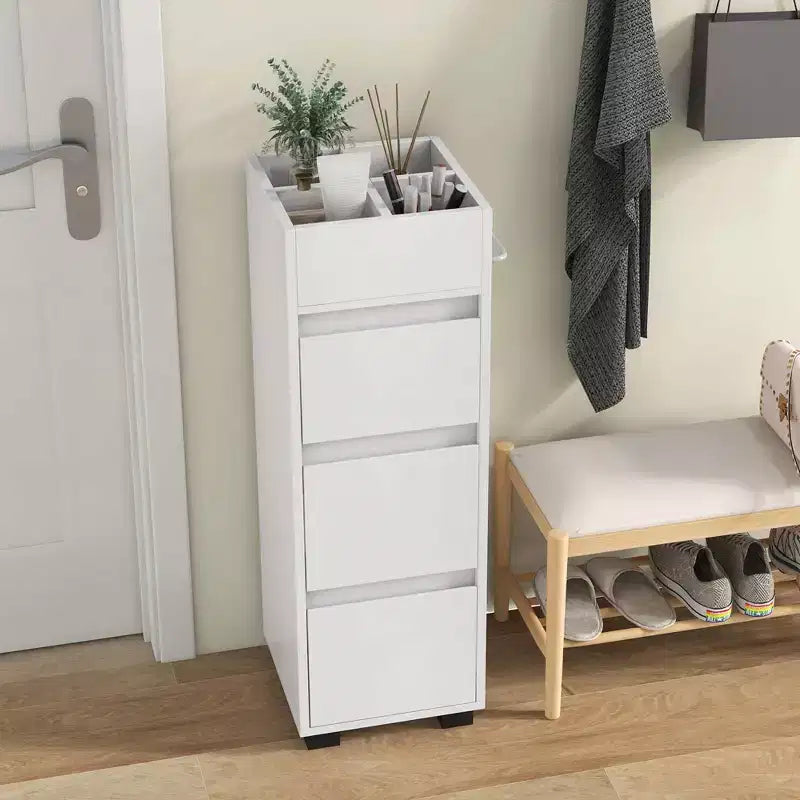 Mobiletto da Bagno con 3 Cassetti 4 Scomparti Disponibile su 2 Lati Portasciugamani Bianco