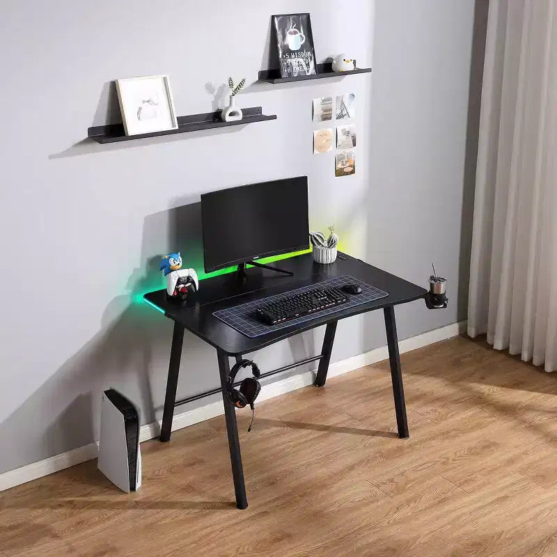 Scrivania da Gaming con Luci a LED e Supporto per Cuffie