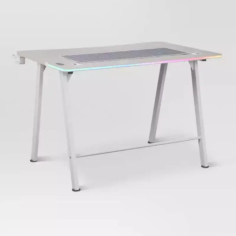 Scrivania da Gaming con Luci a LED e Supporto per Cuffie