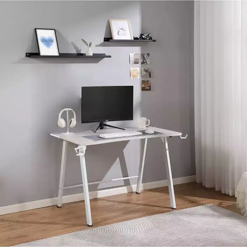 Scrivania da Gaming con Luci a LED e Supporto per Cuffie