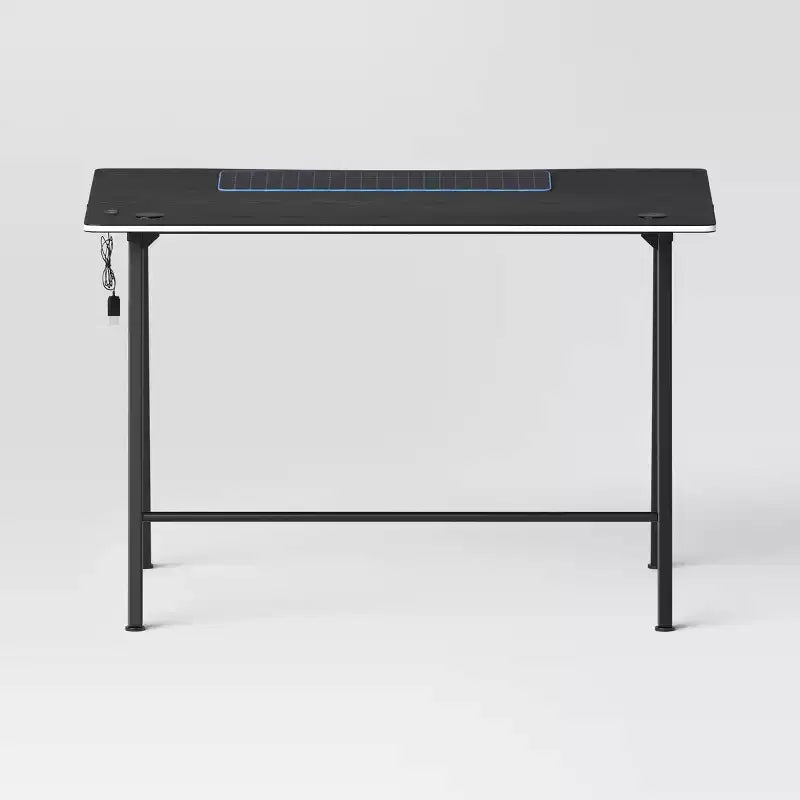 Scrivania da Gaming con Luci a LED e Supporto per Cuffie