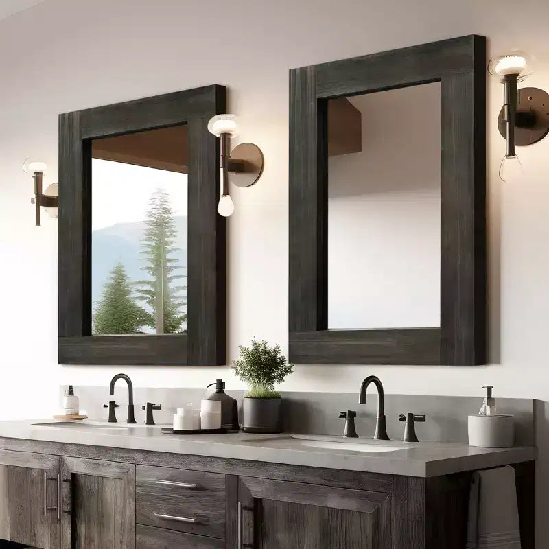 Dovelina Specchio Rettangolare in Legno con Bordo Largo da Appendere Specchio Decorativo da Parete (Set di 2)