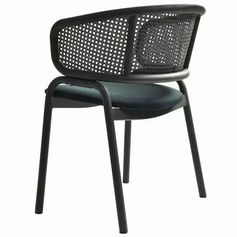 Sedia da pranzo moderna Ervilla, comoda poltrona imbottita con gambe in ferro nero, per cucina, sala da pranzo, bar, ristorante