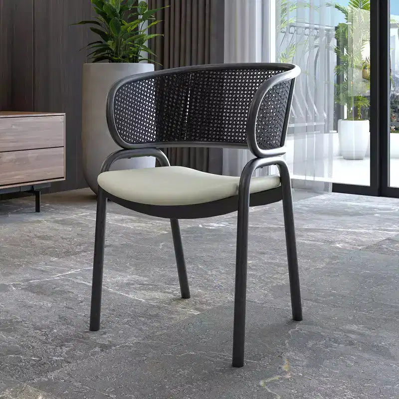 Sedia da pranzo moderna Ervilla, comoda poltrona imbottita con gambe in ferro nero, per cucina, sala da pranzo, bar, ristorante