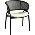 LeisureMod Ervilla Modern Dining Side Chair  Cozy Upholstered Accent Armchair with Black Iron Legs, Kitchen, Dining Room, Cafe, Restaurant Seating