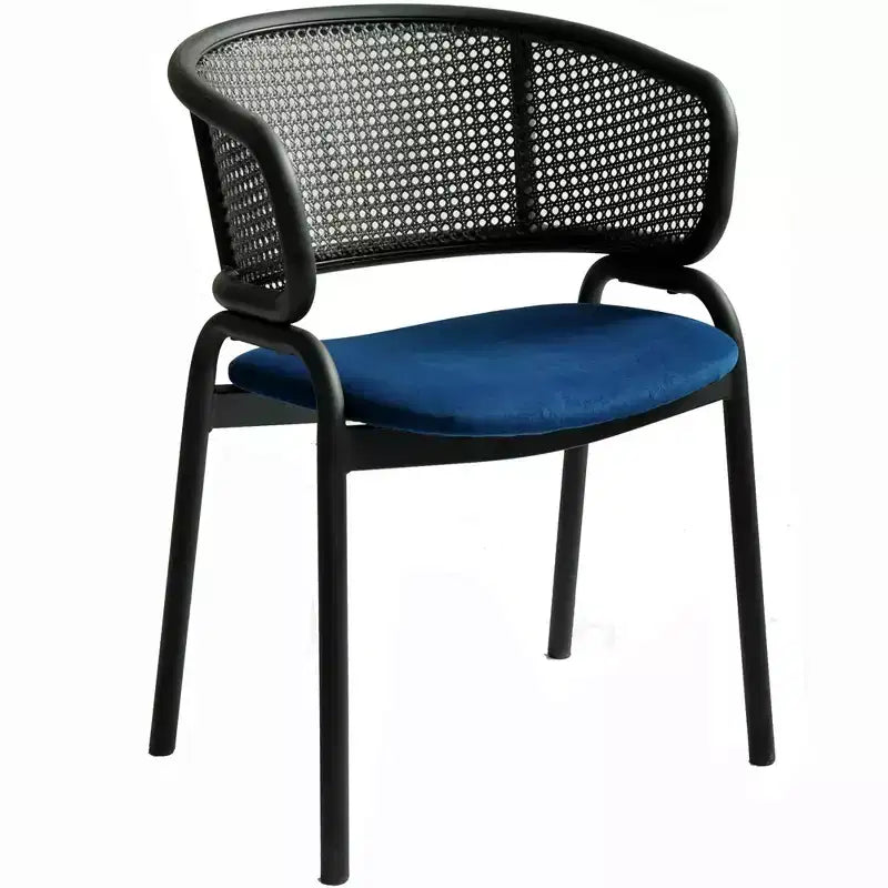 Sedia da pranzo moderna Ervilla, comoda poltrona imbottita con gambe in ferro nero, per cucina, sala da pranzo, bar, ristorante