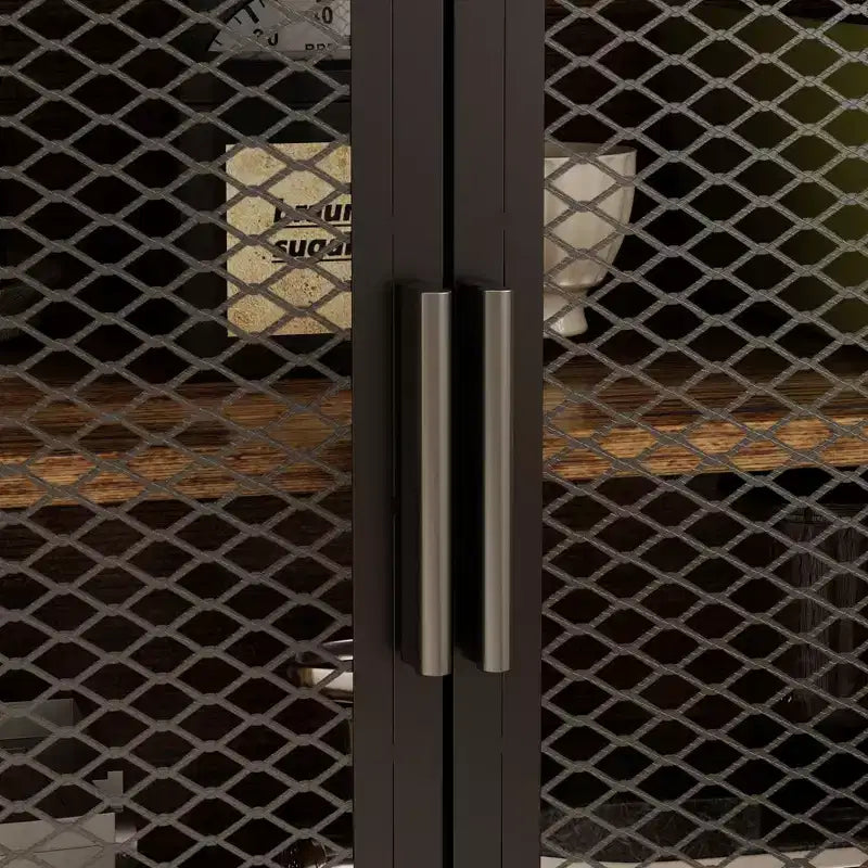 Credenza da cucina in legno con ante metalliche, 3 cassetti e ripiani, larghezza 150 cm, per sala da pranzo