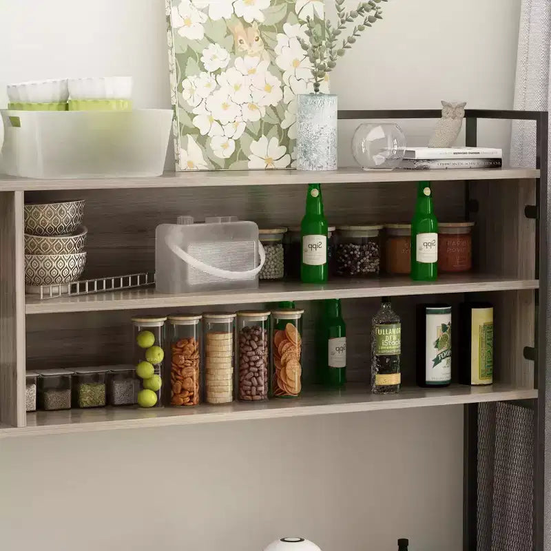 Credenza da cucina in legno con ante metalliche, 3 cassetti e ripiani, larghezza 150 cm, per sala da pranzo
