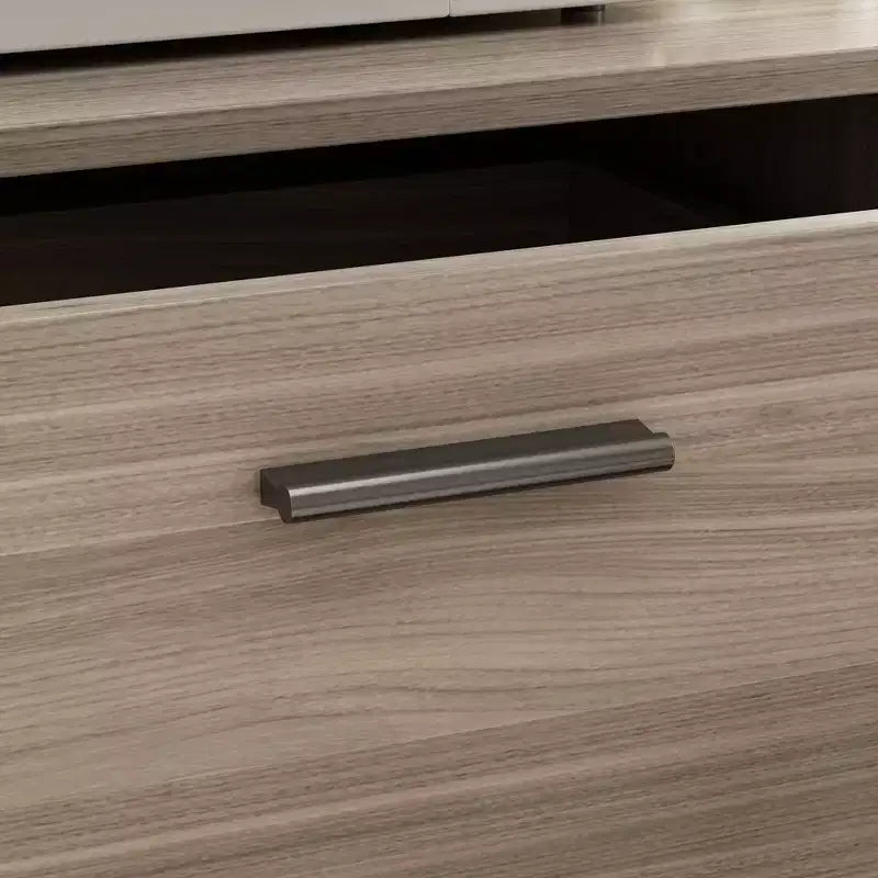 Credenza da cucina in legno con ante metalliche, 3 cassetti e ripiani, larghezza 150 cm, per sala da pranzo