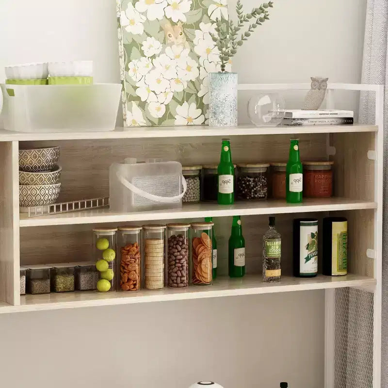 Credenza da cucina in legno con ante metalliche, 3 cassetti e ripiani, larghezza 150 cm, per sala da pranzo