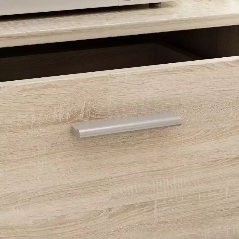 Credenza da cucina in legno con ante metalliche, 3 cassetti e ripiani, larghezza 150 cm, per sala da pranzo